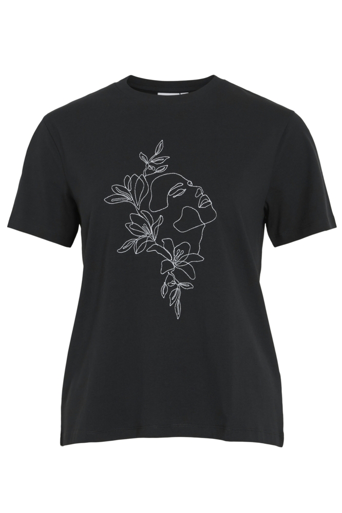 VINORA S/S T-SHIRT - NOOS 14103448 Black Beauty/EMB AVA BR